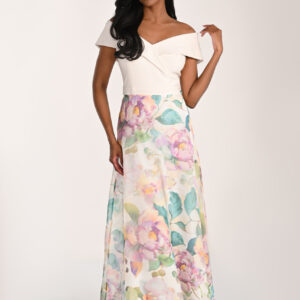 robe fleurie col bardot